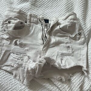 White Distressed Shorts